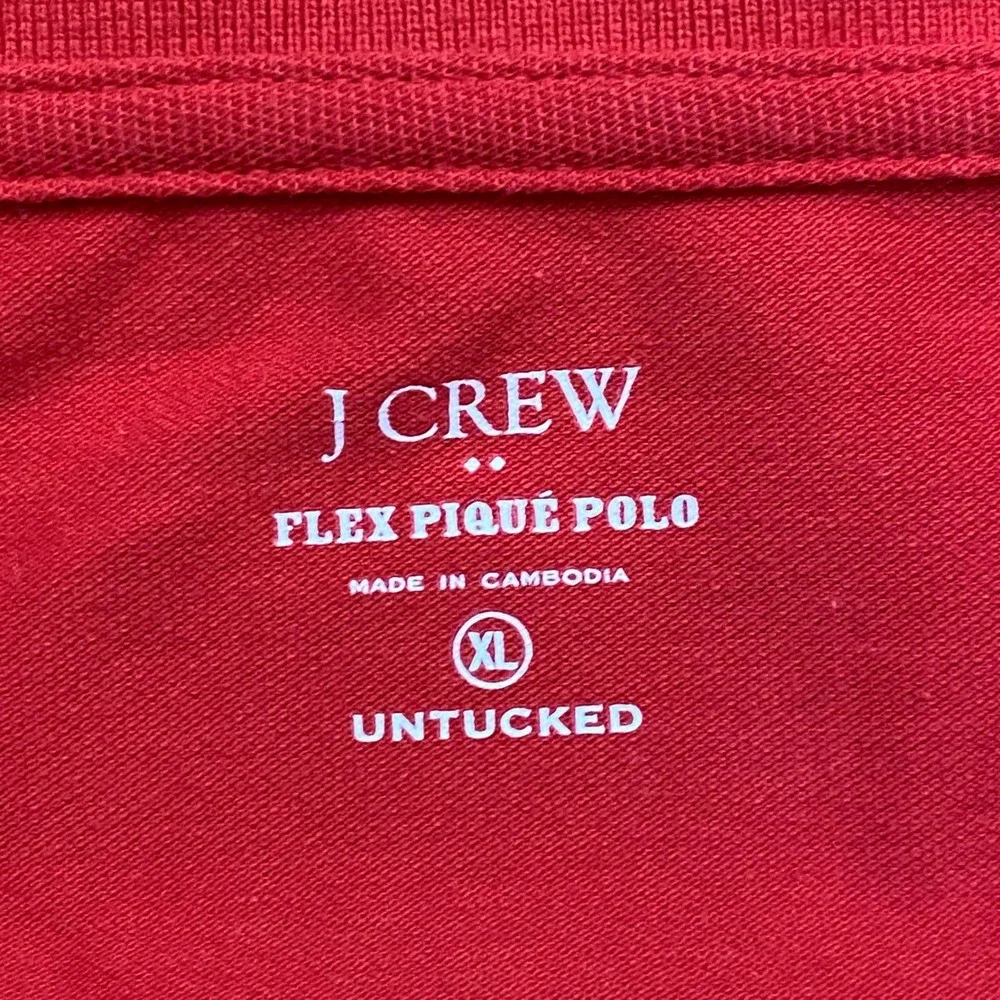 J Crew Flex Pique Polo Mens XL Red‎ Untucked Fit Short Sleeve Preppy Classic
